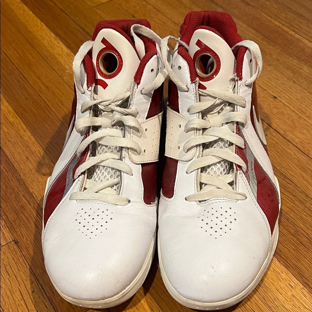 Red and White High-Top Sneakers